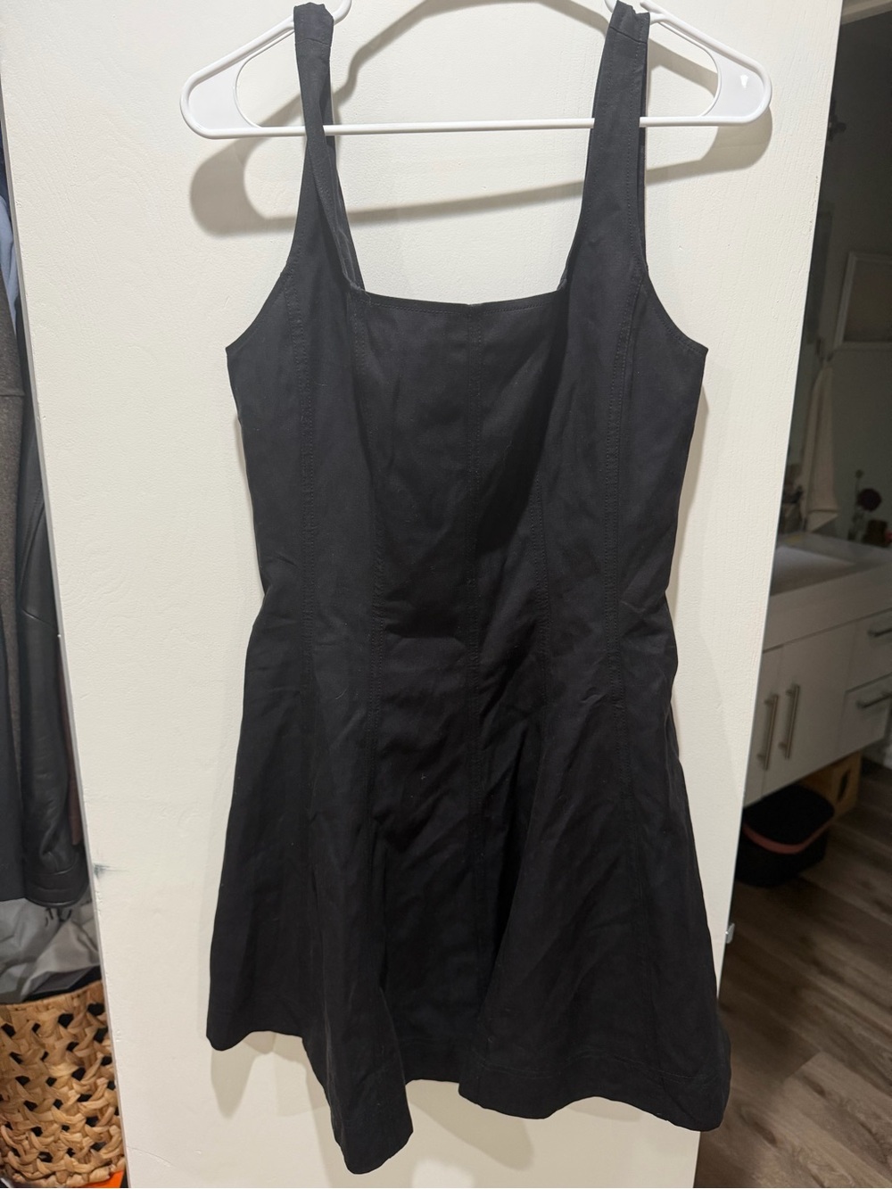 Madewell Black Square-Neck Mini Dress